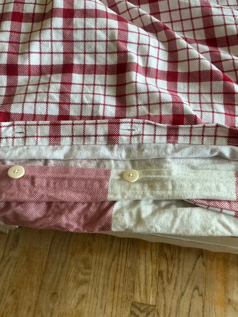 NWOT Macy’s Charter Club Red White Check Flannel Duvet Covet FULL QUEEN